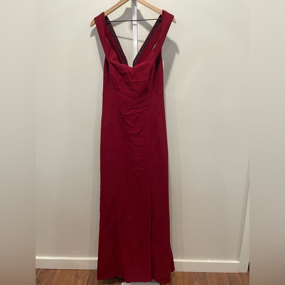 Dessy Collection Off-The-Shoulder Criss Cross Back Trumpet Gown Size 16