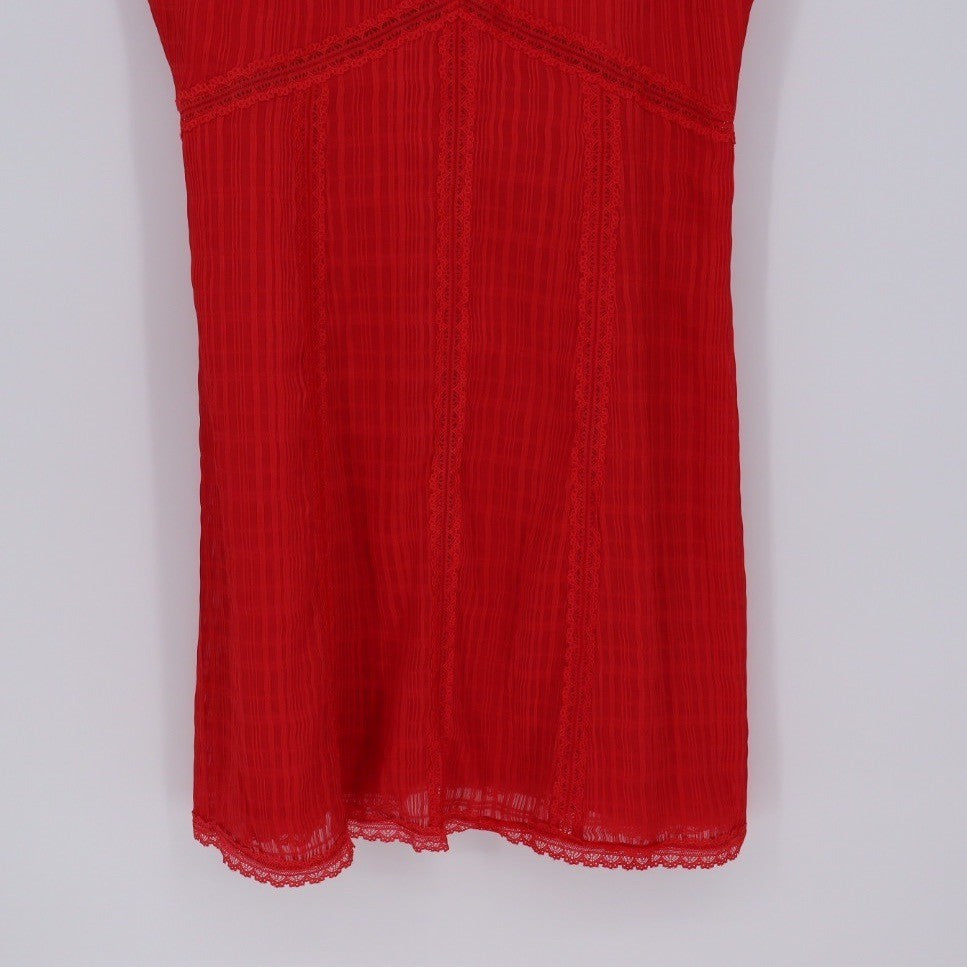 Alice + Olivia Genevieve Red Lace Trimmed Slip Mini Dress Size 10