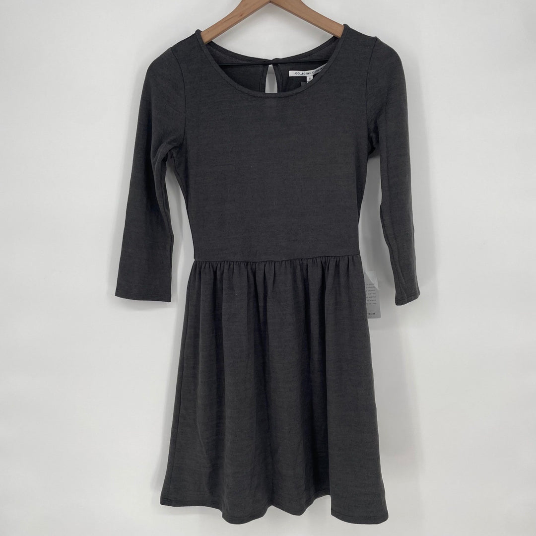 Collective Concepts Gray Knit Fit Flare Dress With Keyhole Back Size S