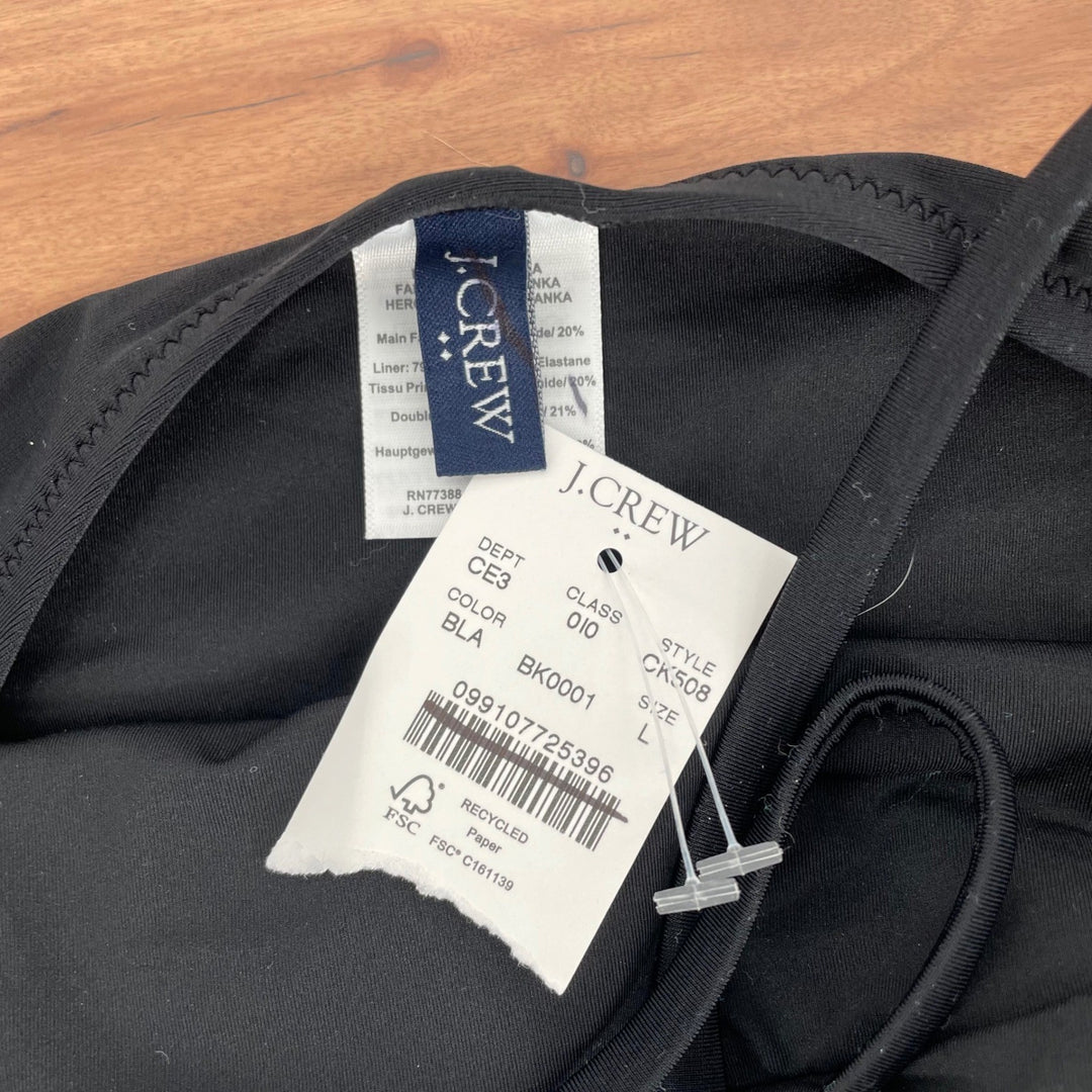 J Crew Black Halter Neck Keyhole One Piece Swimsuit Size L