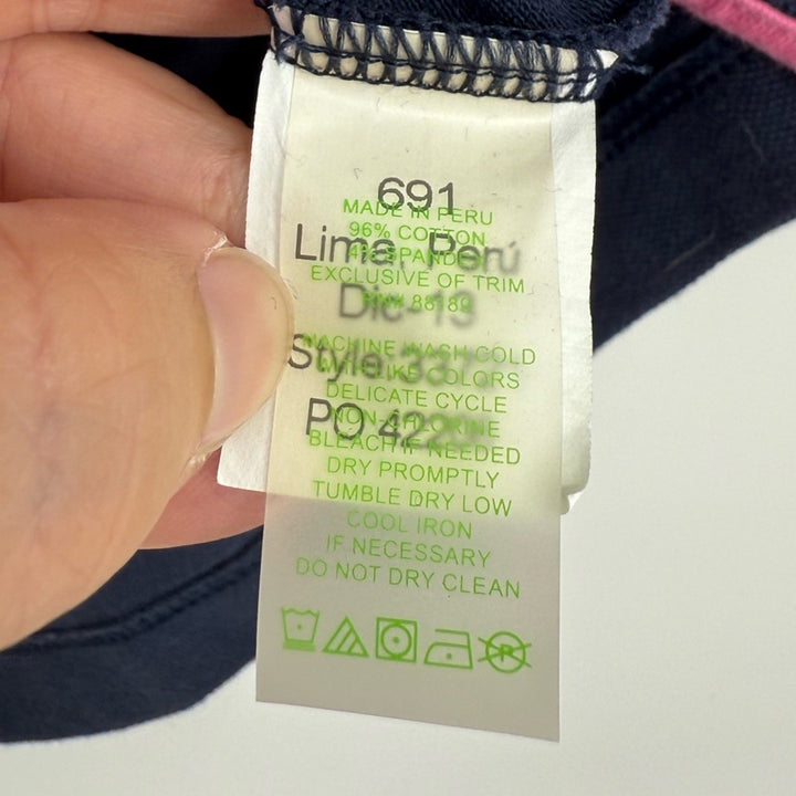 Lilly Pulitzer Short Sleeve Island Polo Shirt Women's S Blue Palm