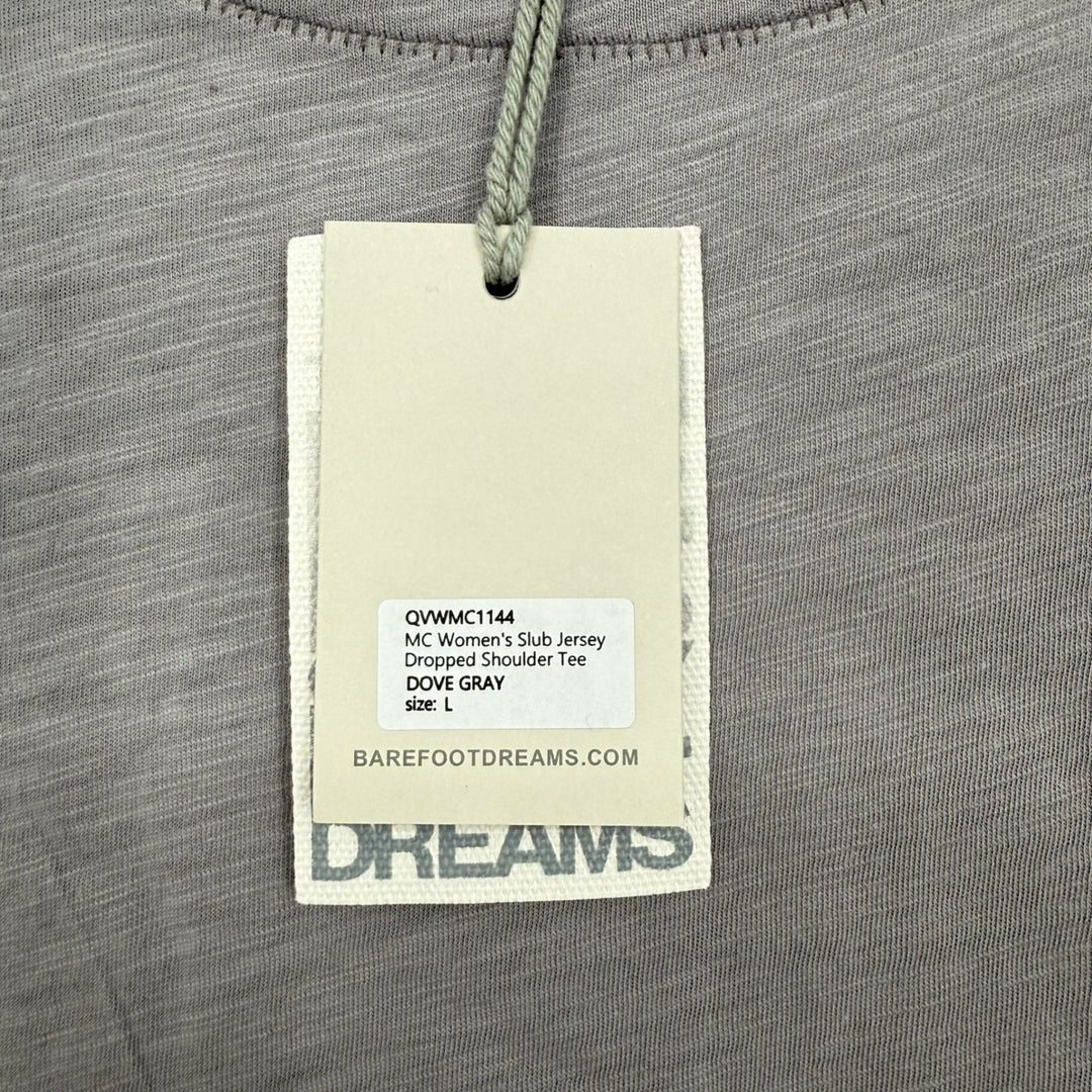 Barefoot Dreams Malibu Dove Gray Slub Jersey Dropped Shoulder Tee T-Shirt L