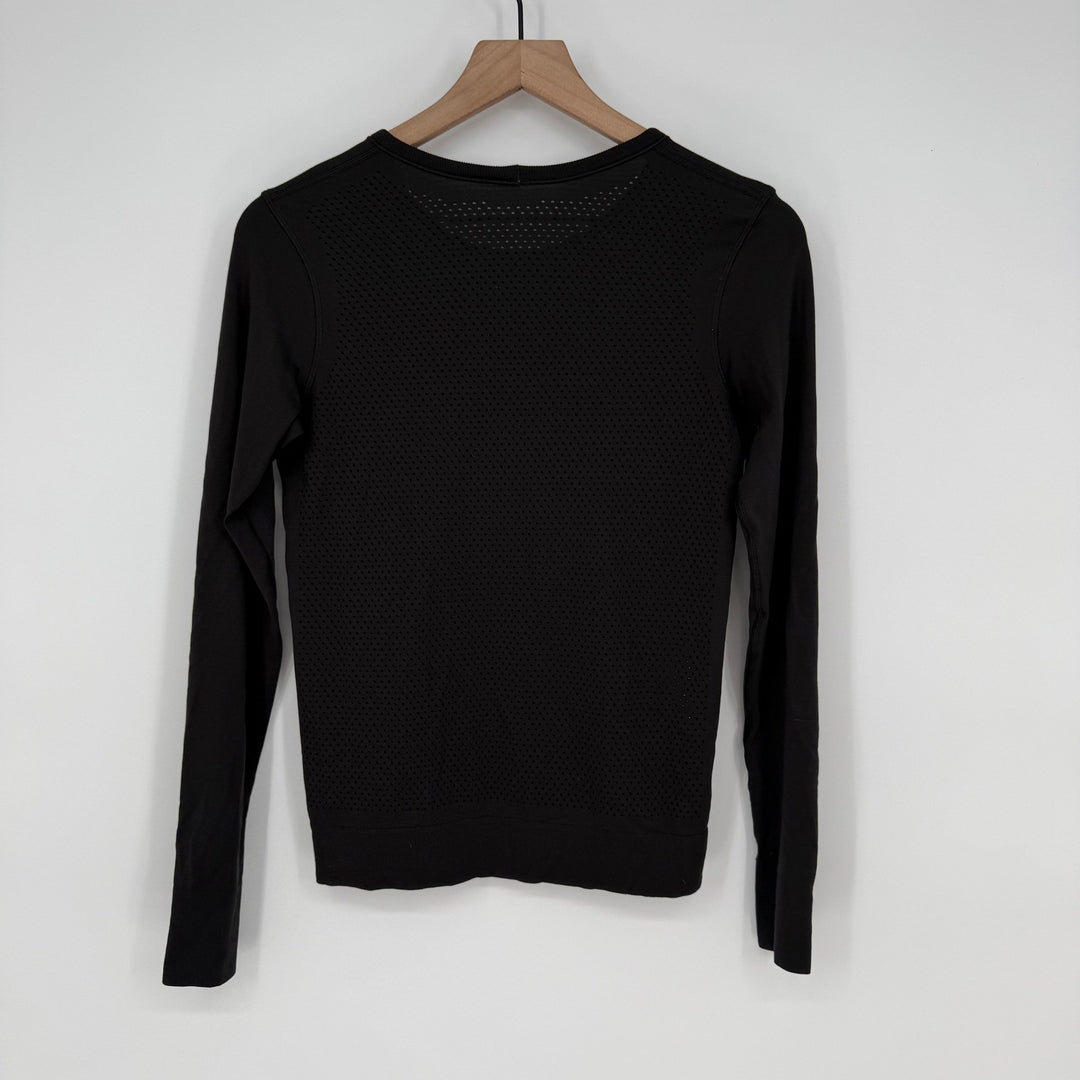 Lululemon Athletica Long Sleeve Athletic Top Black Perforated Mesh Size 4