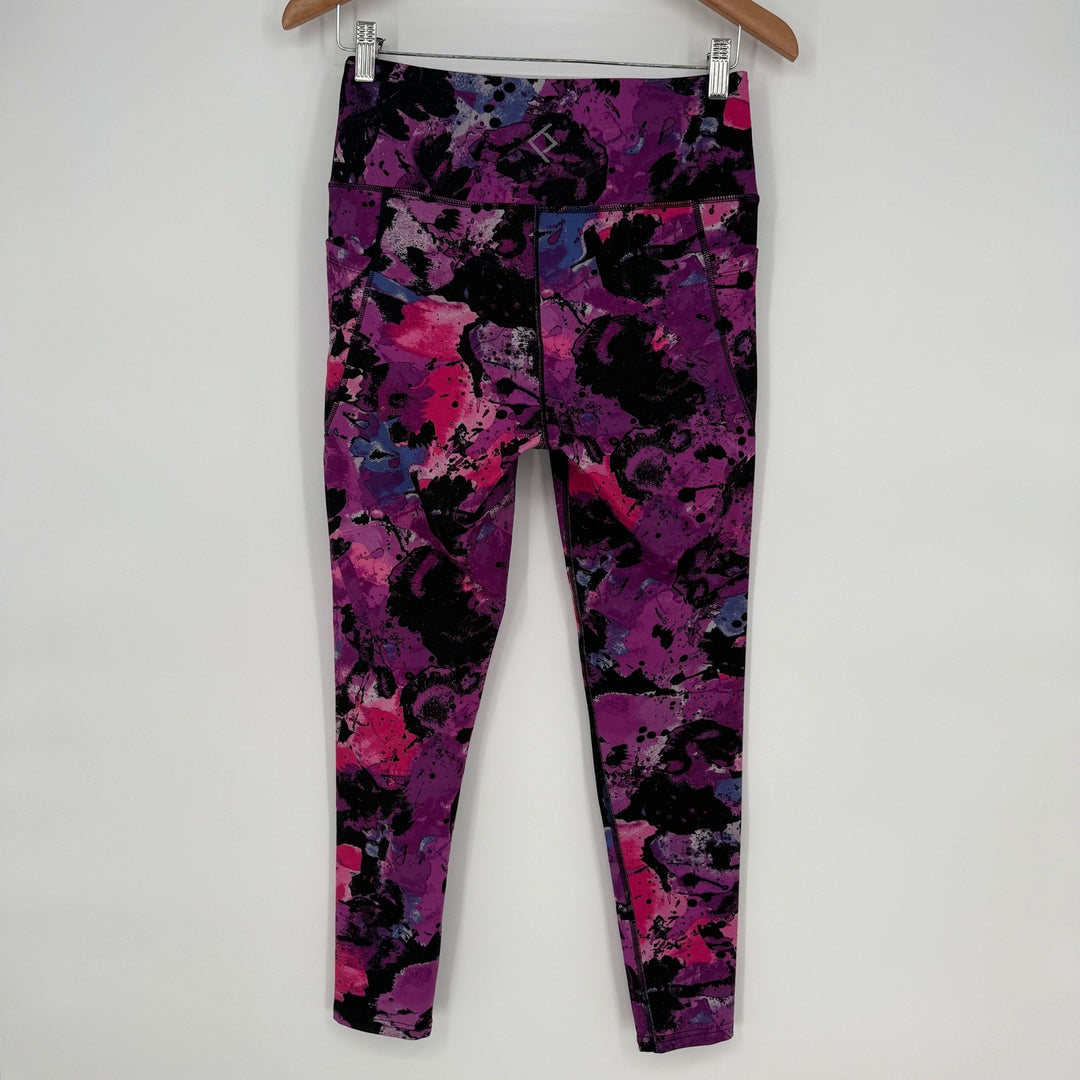 BSP Better Sports Performance Purple Floral Print Leggings - Size L