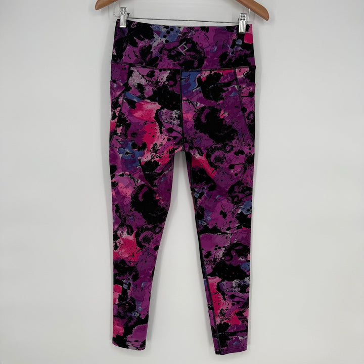 BSP Better Sports Performance Purple Floral Print Leggings - Size L