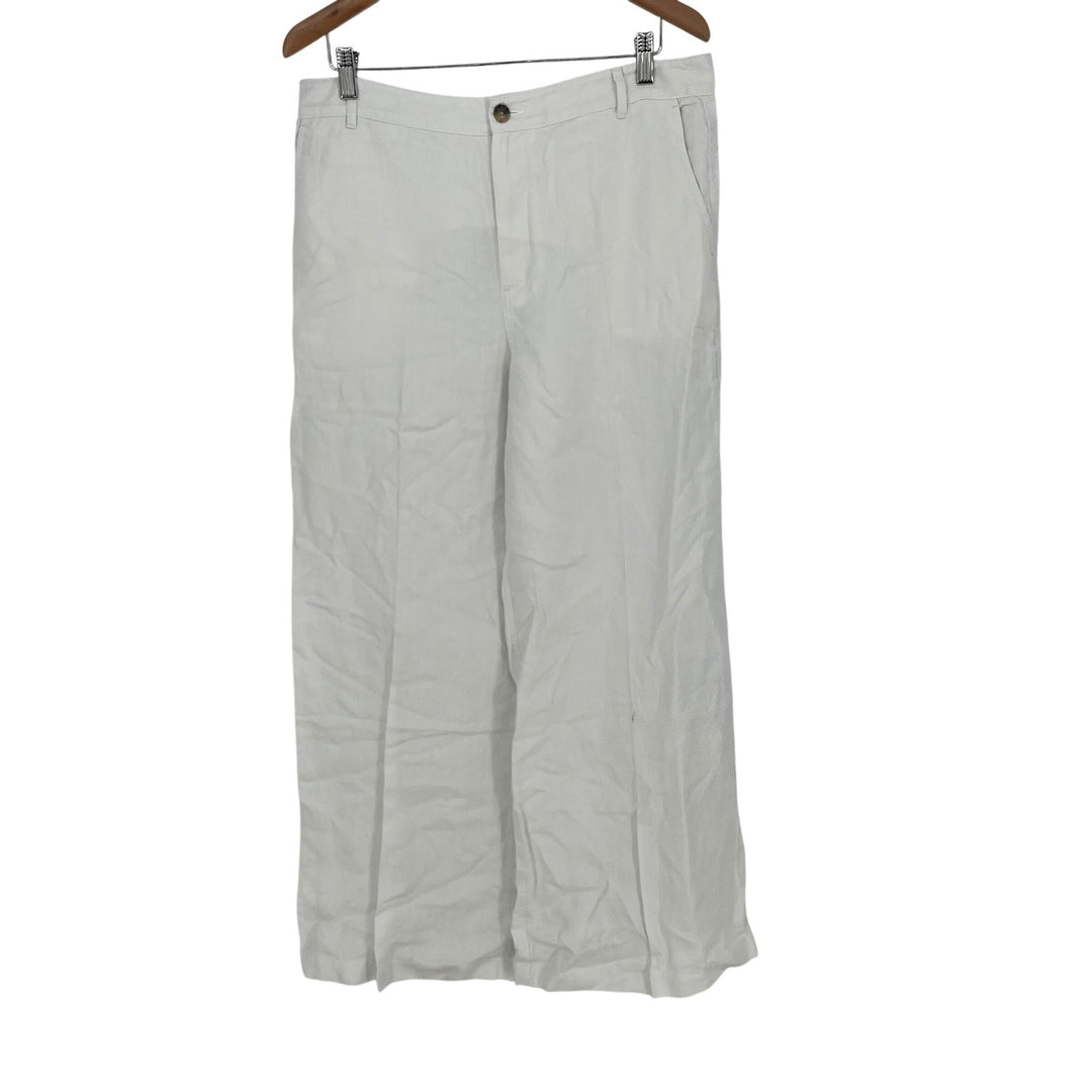 Madewell The Zoe Relaxed Wide Leg Linen Pants White Size 12