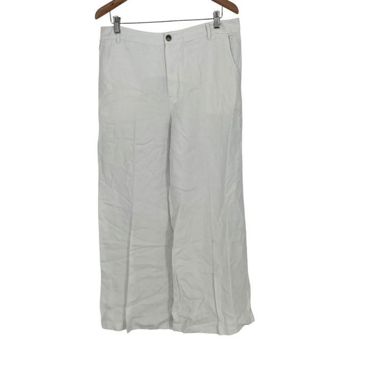 Madewell The Zoe Relaxed Wide Leg Linen Pants White Size 12