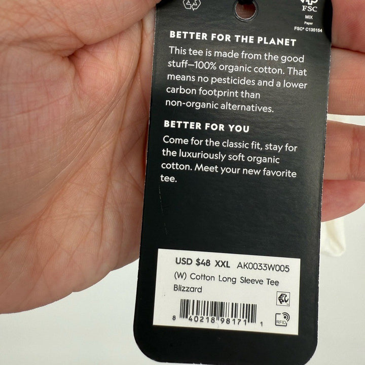 Allbirds Women's Cotton Long Sleeve Tee Blizzard Size XXL