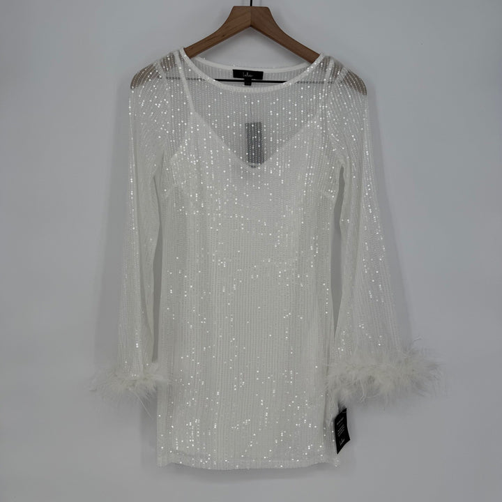 Lulus Marvelous Energy Sequin Mesh Long Sleeve Mini Dress Size XS