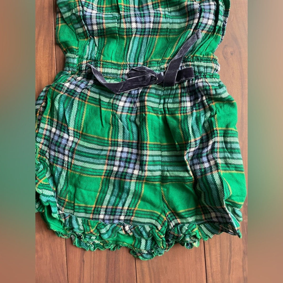 Aerie Plaid Green Flannel Pajama Romper Size XXS