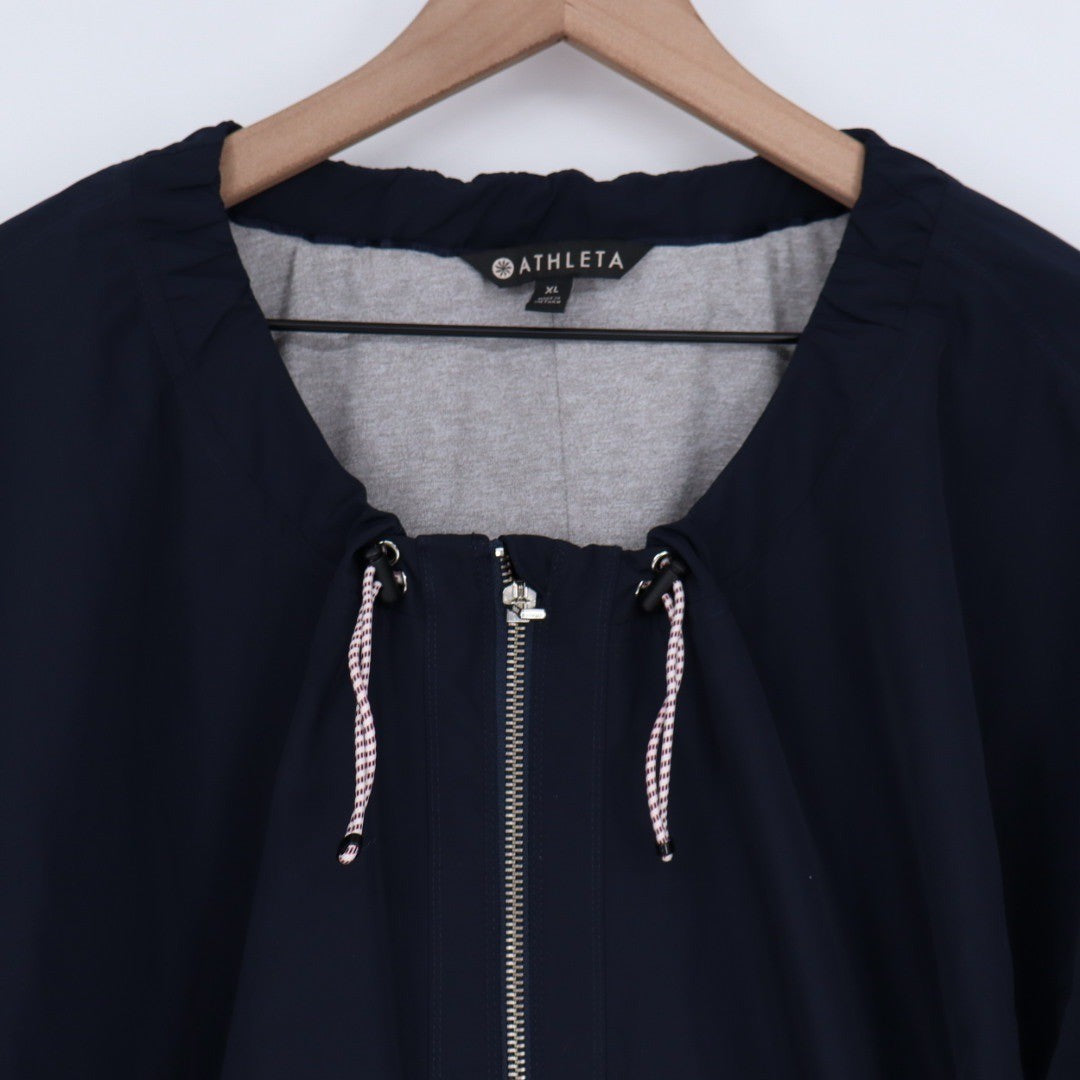 Athleta Navy Blue Full Zip Elastic Windbreaker Jacket Size XL