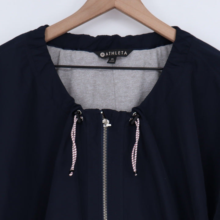 Athleta Navy Blue Full Zip Elastic Windbreaker Jacket Size XL
