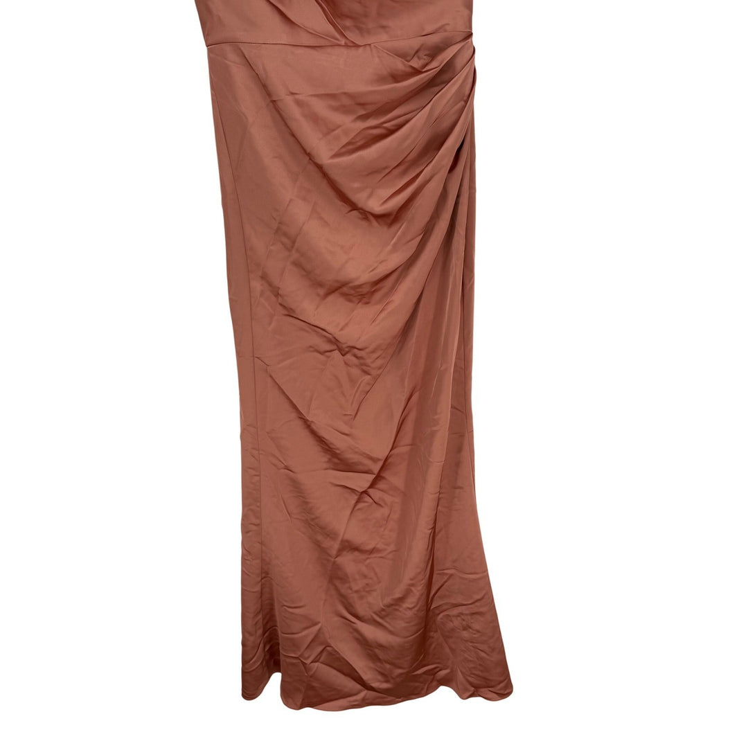 After Six One-Shoulder Cat-ye Neckline Fit And Flare Satin Maxi Dress Size 4