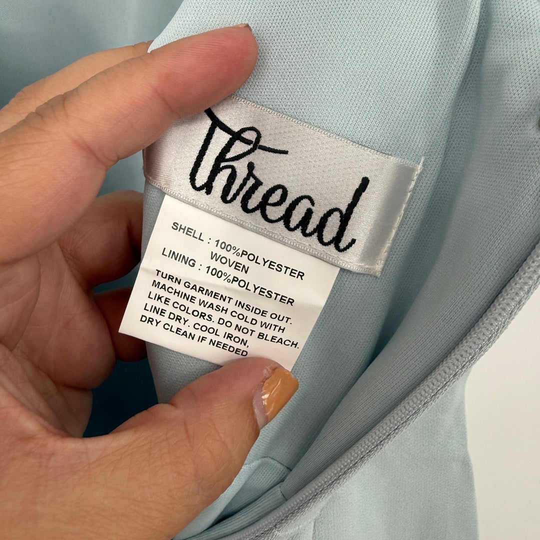 Thread Corset Midriff Crepe Column Maxi Dress In Mist Size 4