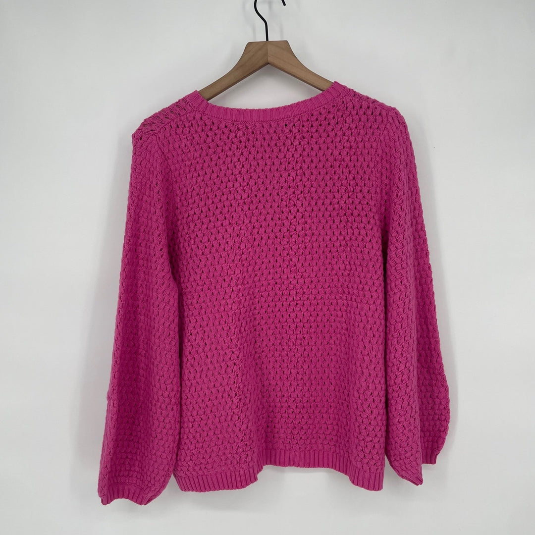 14th & Union Pink Cable Knit Crew Neck Long Sleeve Sweater Top Size L