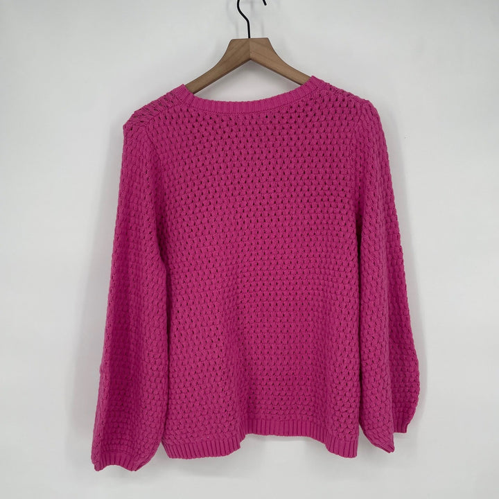 14th & Union Pink Cable Knit Crew Neck Long Sleeve Sweater Top Size L