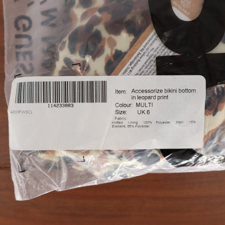 Accessorize Bikini Bottom Leopard Print Multi Tie Side Size 2