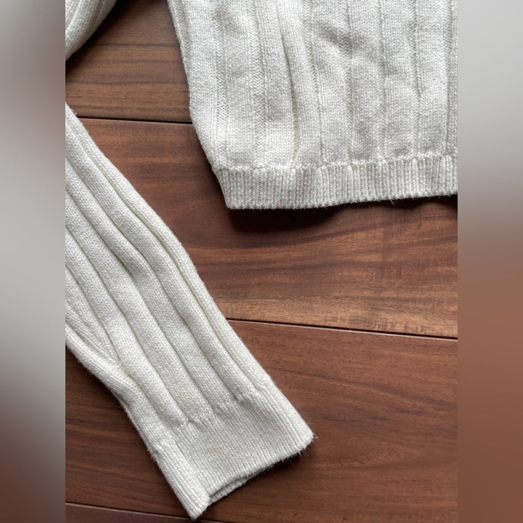 Abound Long Sleeve Ribbed V-Neck Cropped Knit Top Size XL