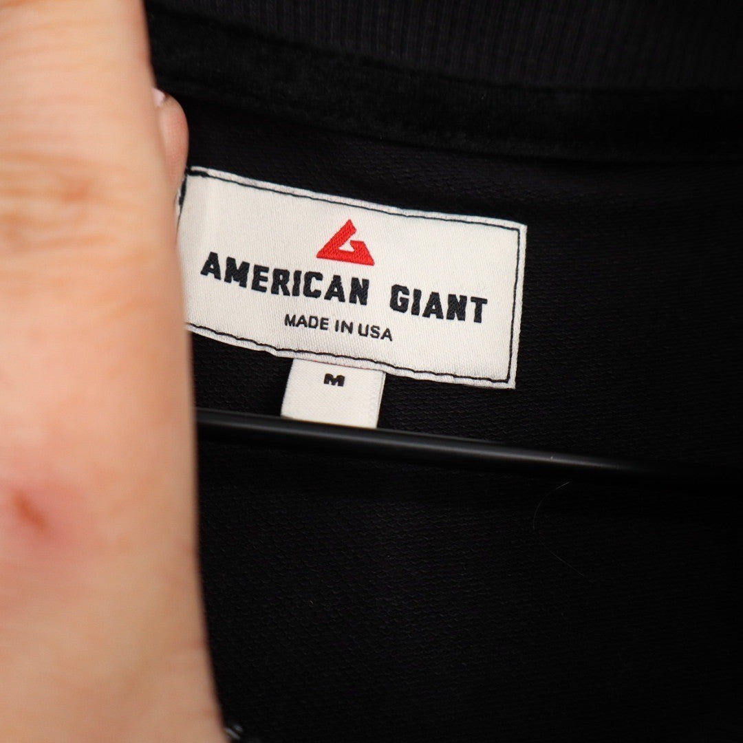 American Giant Black Sweatshirt Dress Quarter Zip Made USA Women's Medium