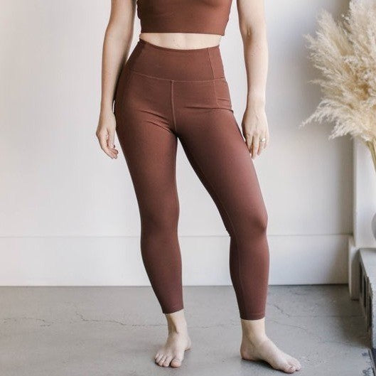 Girlfriend Collective 4008 Brown Recycled Polyester Spandex Leggings Size XS