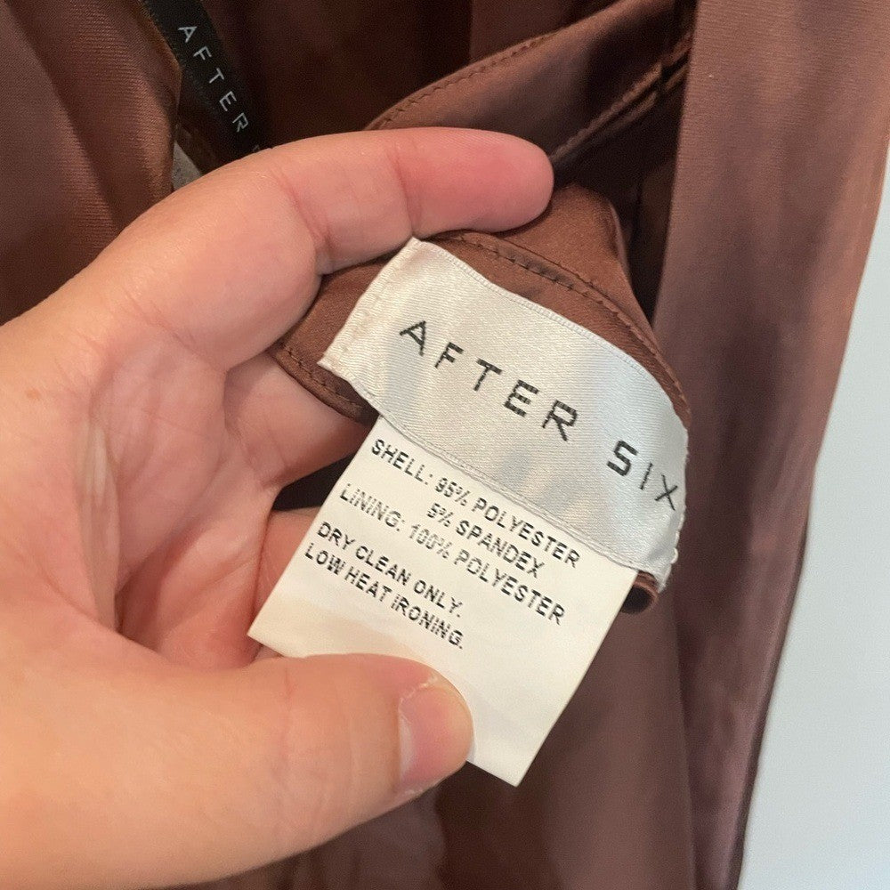 After Six Plunge Halter Open-Back Maxi Bias Dress Size M