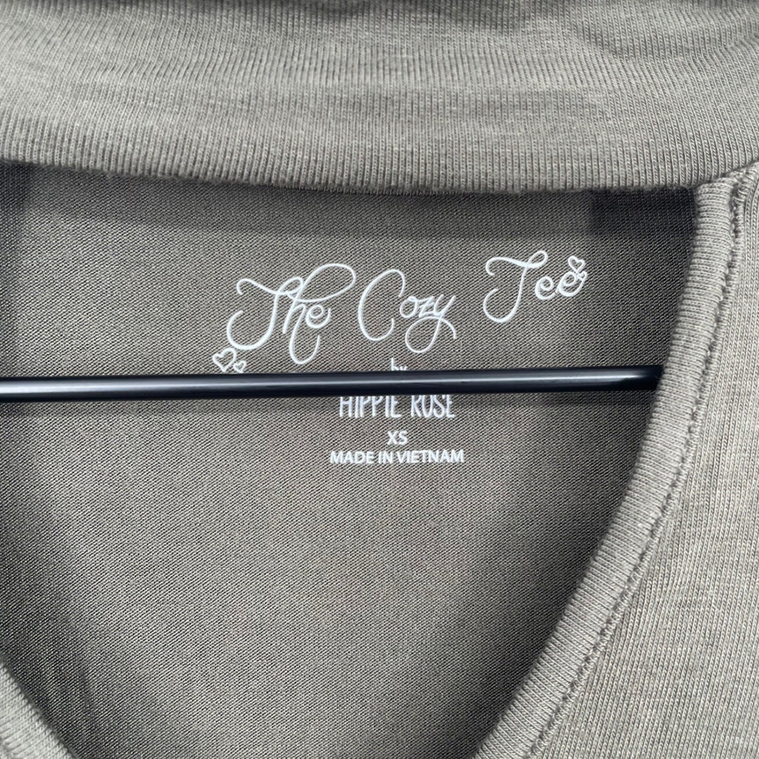 Hippie Kulse Long Sleeve Mock Neck Cutout Knit Top Olive Green Size XS