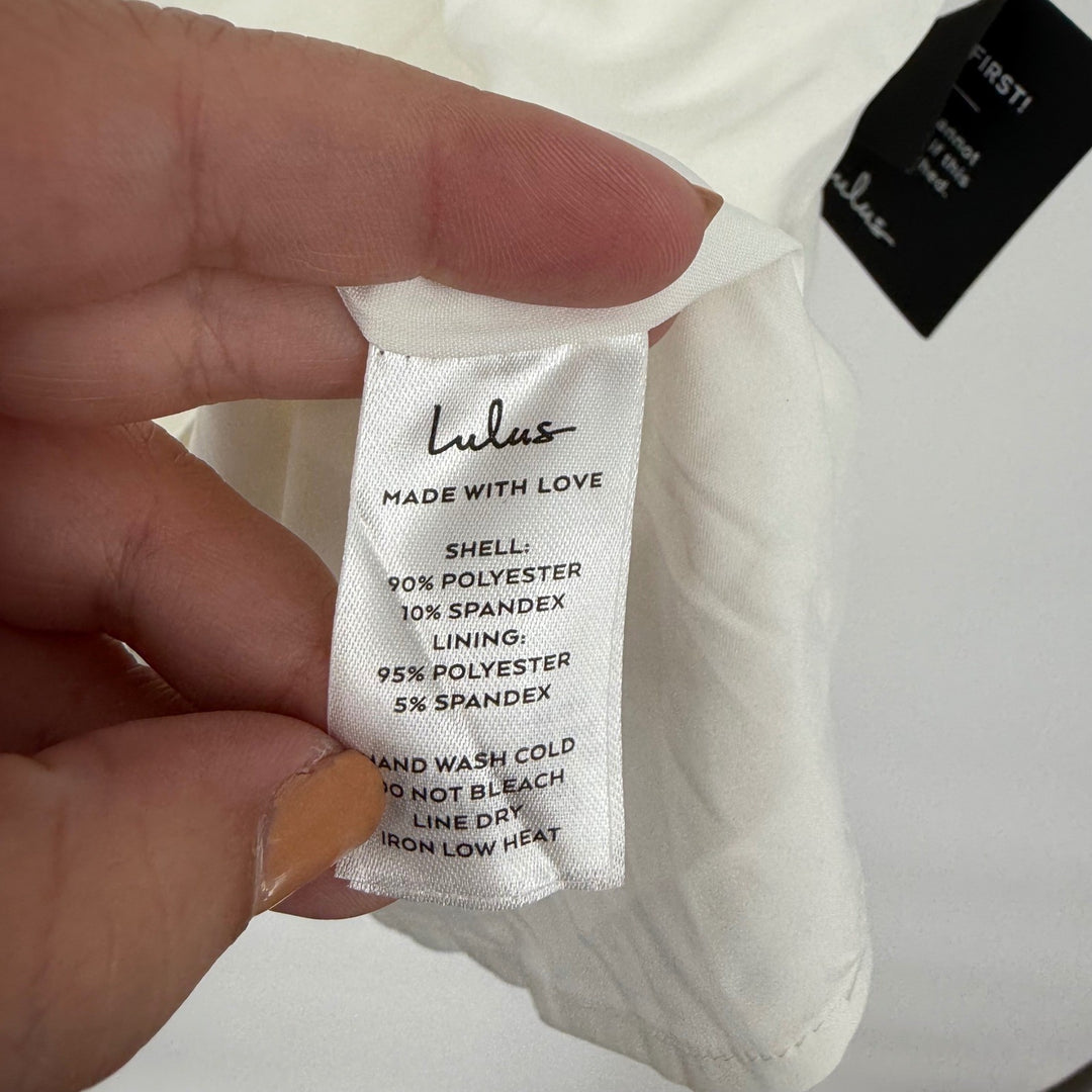 Lulus Elevated Appearance Ivory Satin Open Back Mini Dress Size XS