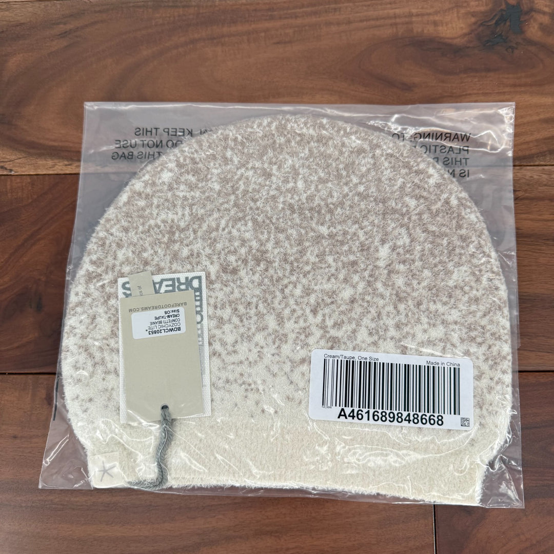 Barefoot Dreams CozyChic Lite Confetti Beanie Hat Womens Cream Taupe Knit Cap