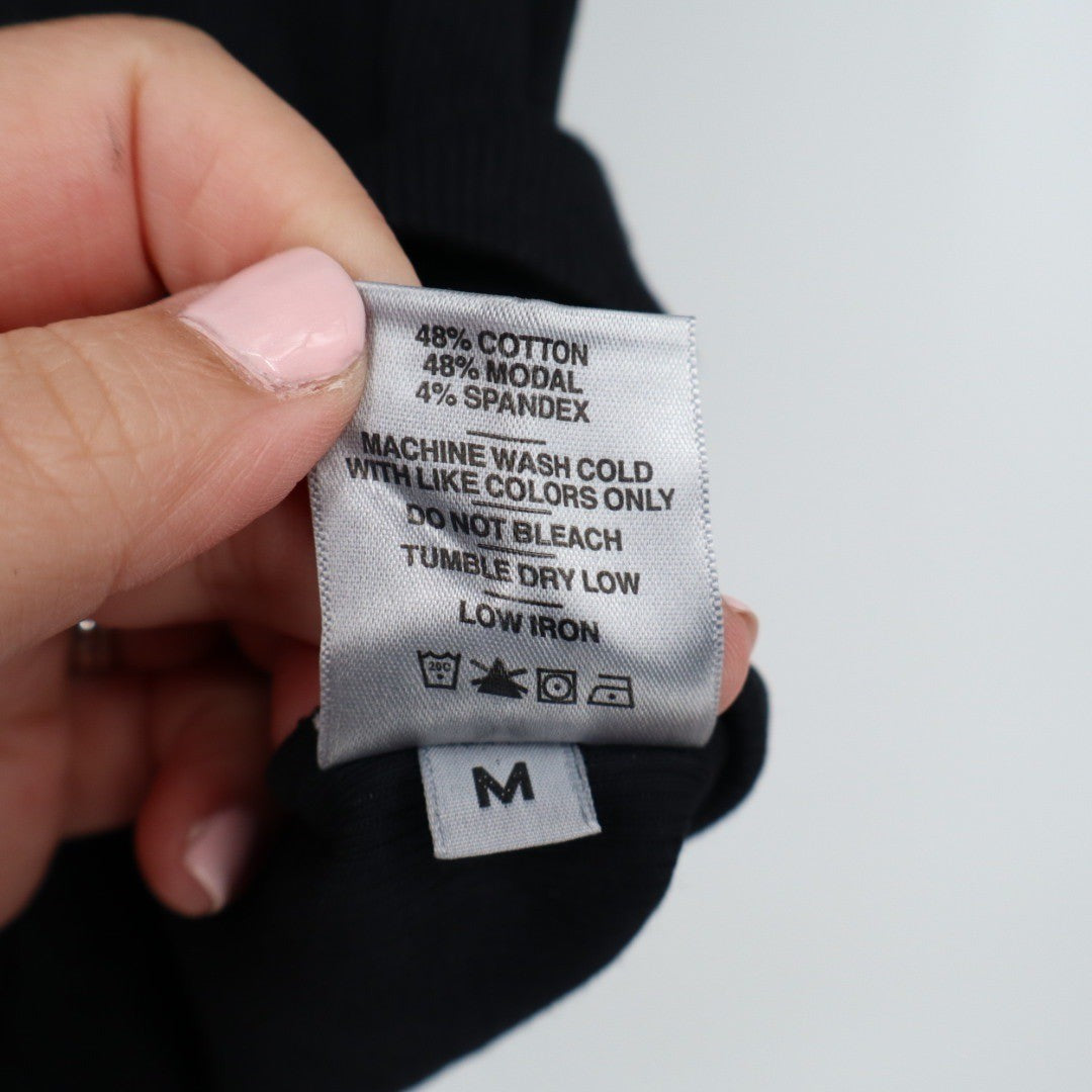 American Giant Black Square Neck Ribbed Short Sleeve T Shirt Top Women Size M