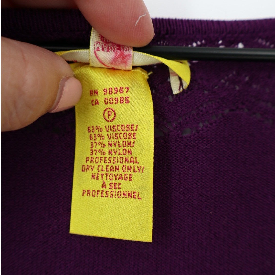 Catherine Malandrino Purple Knit Lace Trim Long Sleeve Top Size M