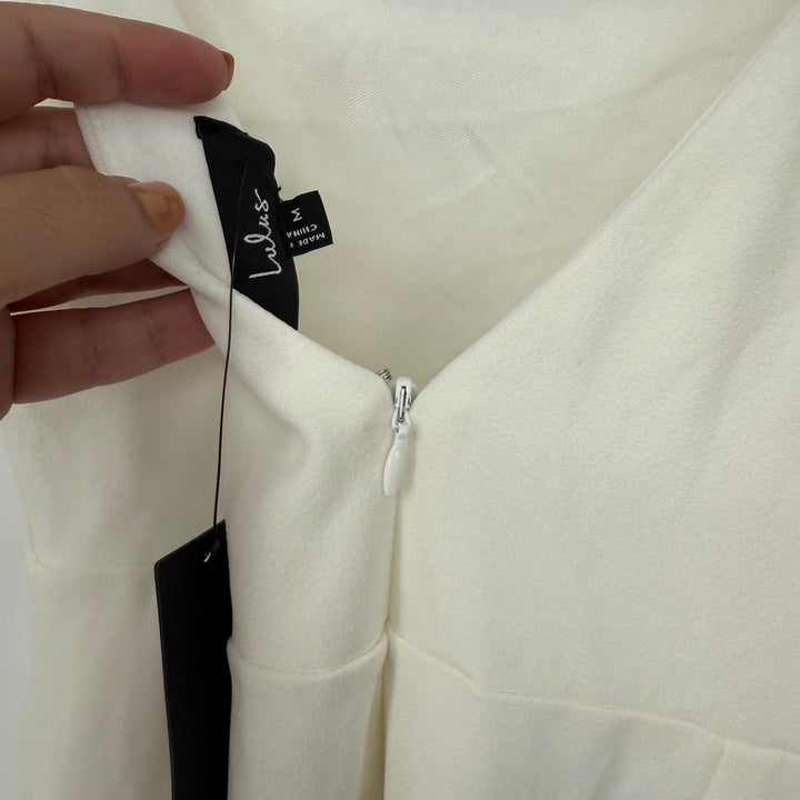 Lulus Moment Maker White Square Neck Trumpet Midi Dress Size M