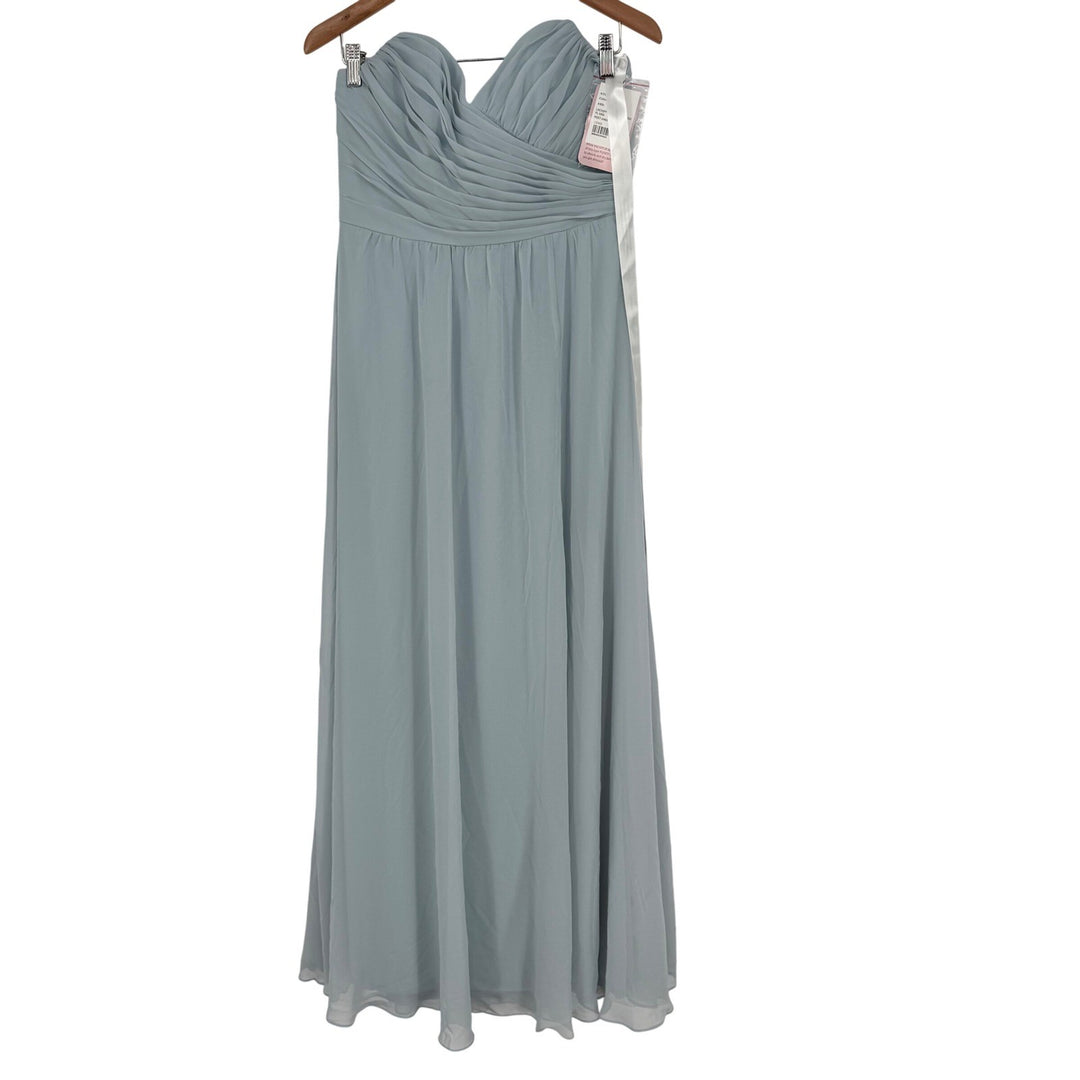 After Six Strapless Pleated Surplice Chiffon Maxi Dress With A-Line Skirt