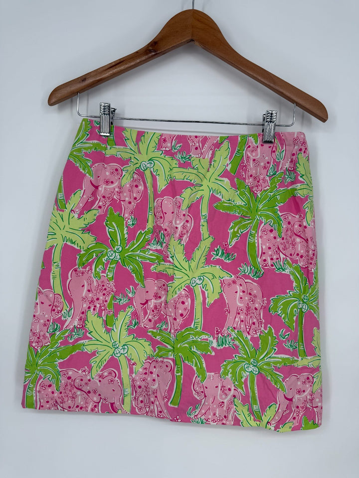 Lilly Pulitzer Straight & Pencil Skirt Womens 4 Multicolor Elephant Floral Print