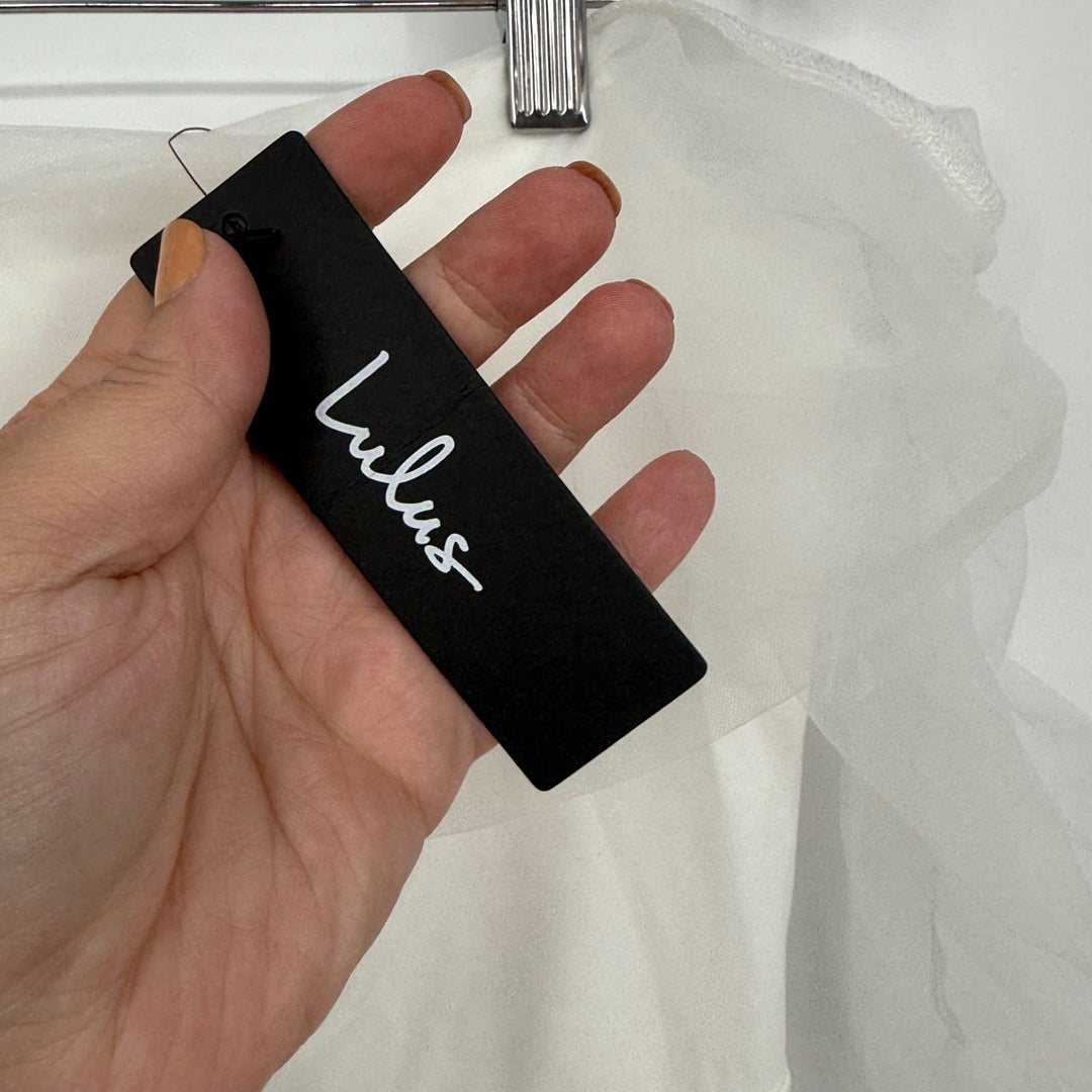 Lulus Eternal Bliss White Tulle Off-The-Shoulder Wide-Leg Jumpsuit Size L