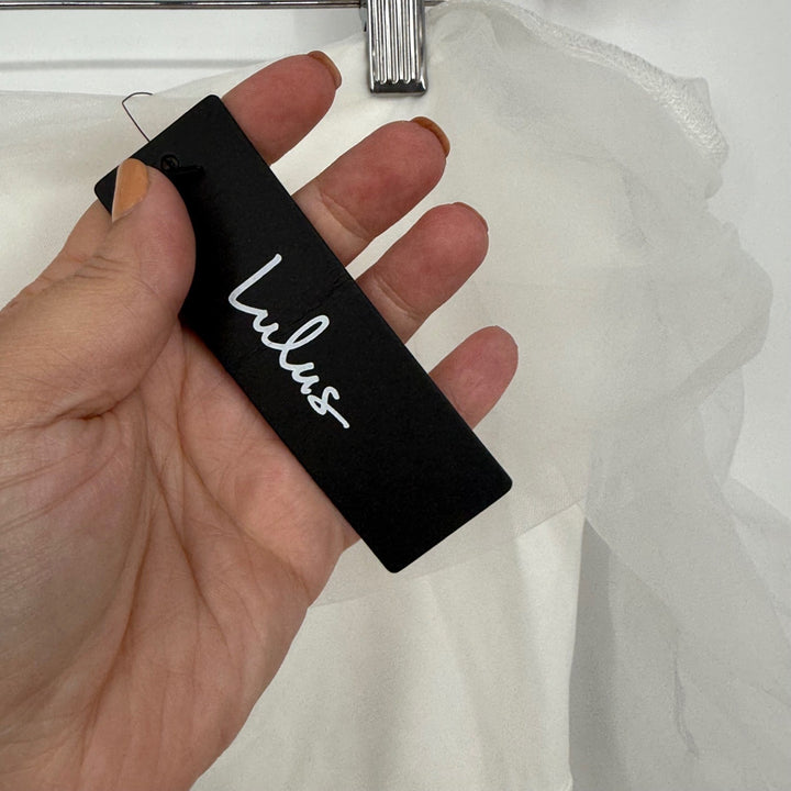 Lulus Eternal Bliss White Tulle Off-The-Shoulder Wide-Leg Jumpsuit Size L