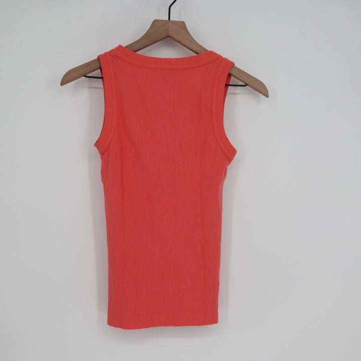 American Giant Ribbed Tank Top Coral Red Size S Made in USA Fitted Basic