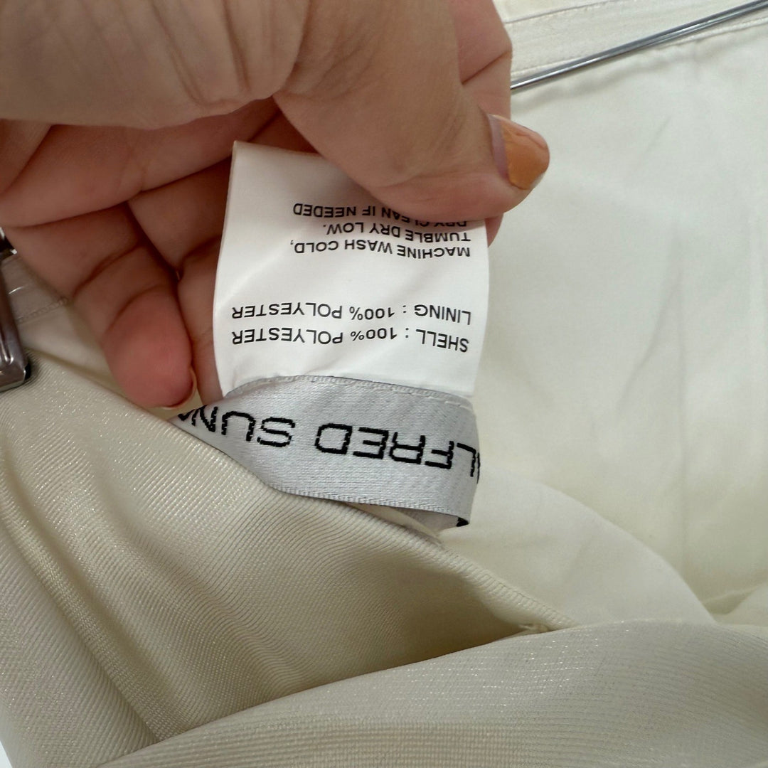 Alfred Sung Strapless Satin Column Mini Dress With Oversized Bow In Ivory Size 4