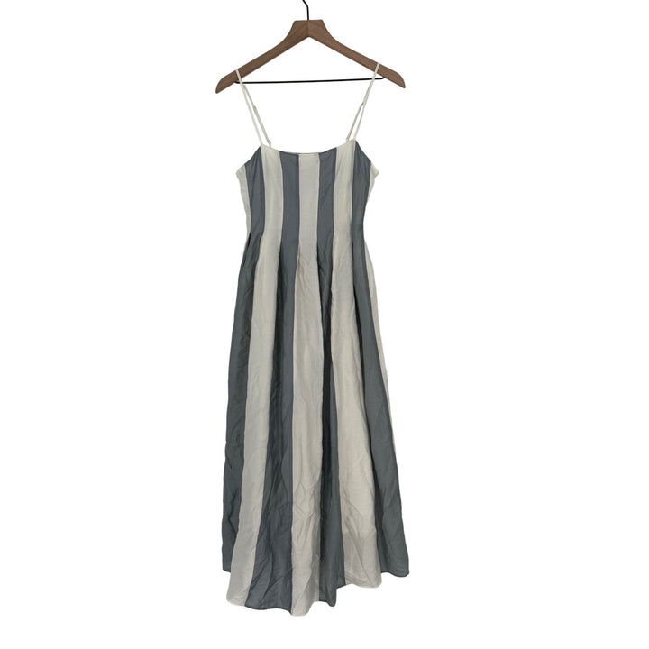 Madewell Pleated Midi Dress Linen Blend Overcast Size 0