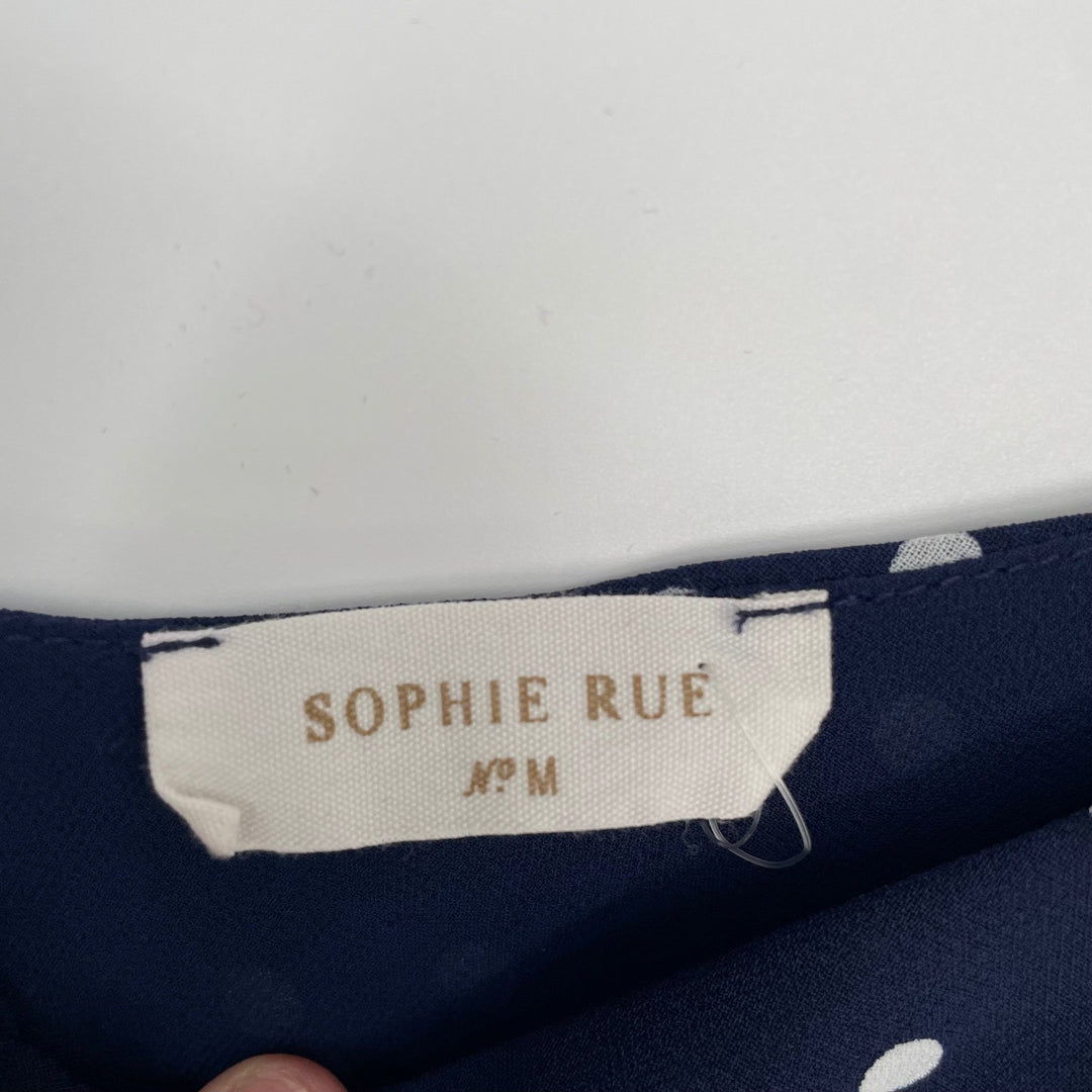 Sophie Rue Navy Polka Dot Spaghetti Strap V Neck Button Front Camisole Top M