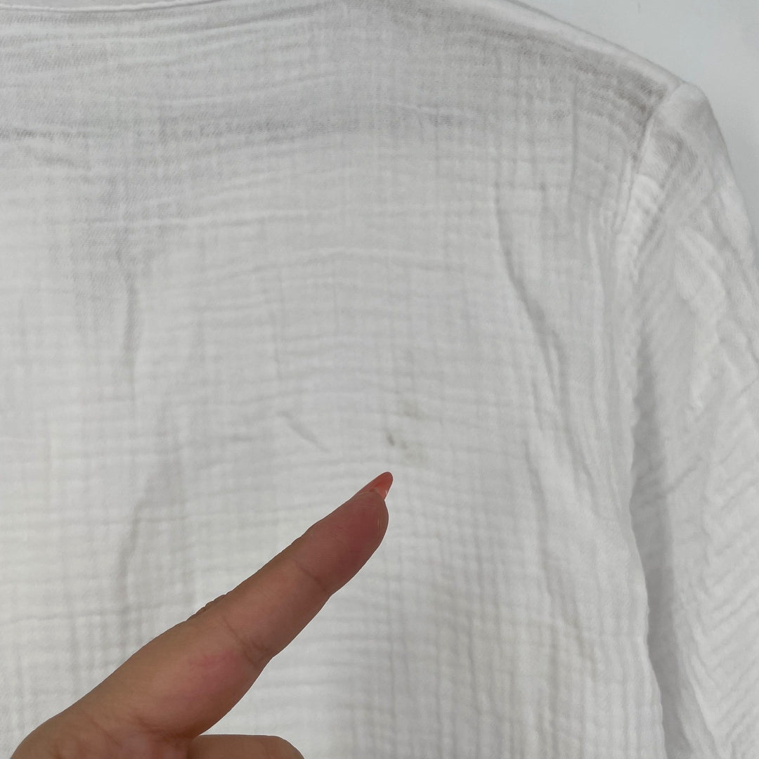 J. Crew White Gauze Shirt Tunic Button Up Long Sleeve Top Size S