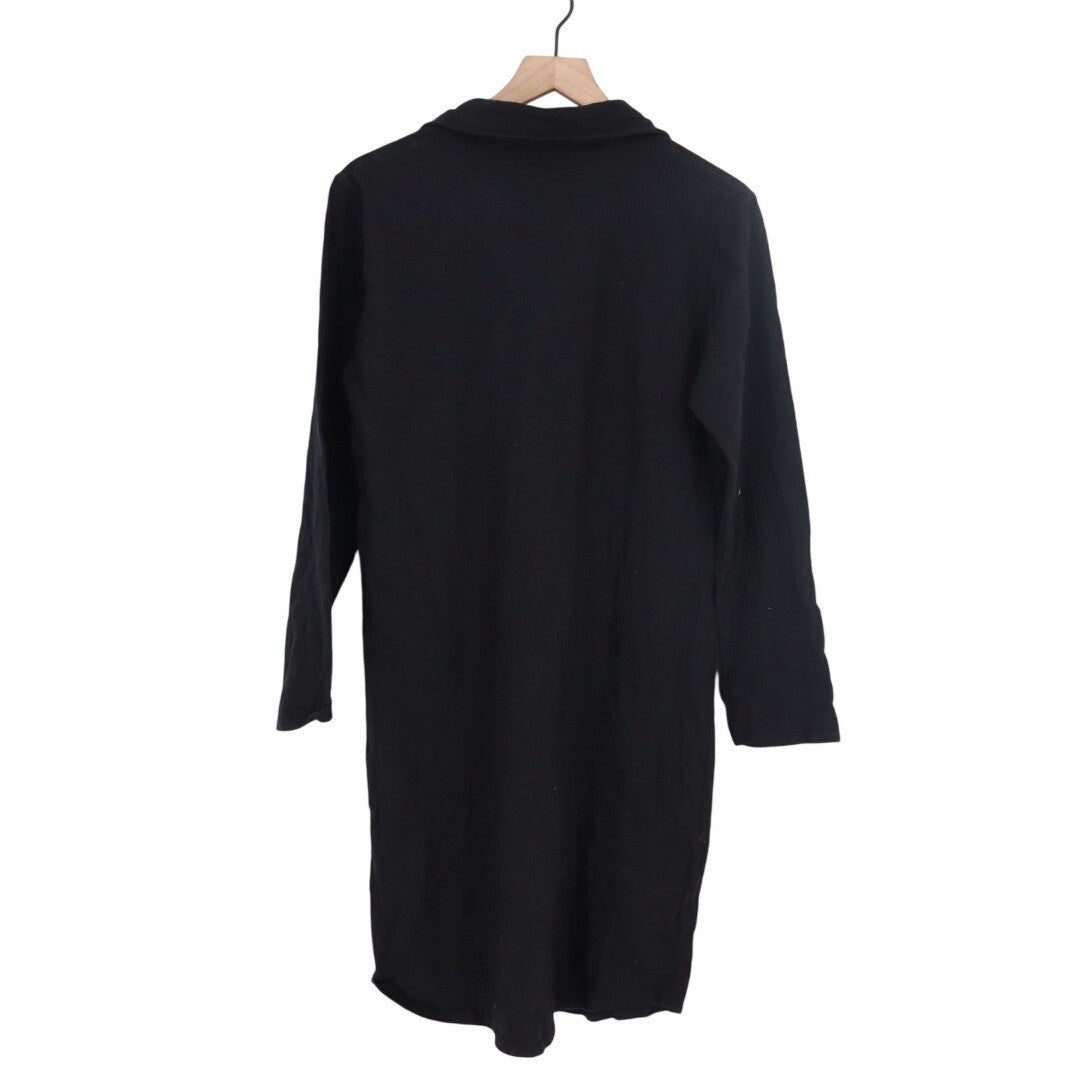 American Giant Black Long Sleeve Collared Shirt Dress Size M Made USA Cotton