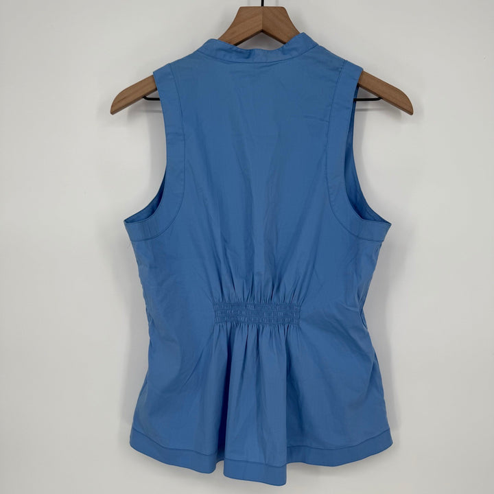 BCBGMAXAZRIA Sleeveless Top Knot Front Blouse Light Chambray Blue Size M