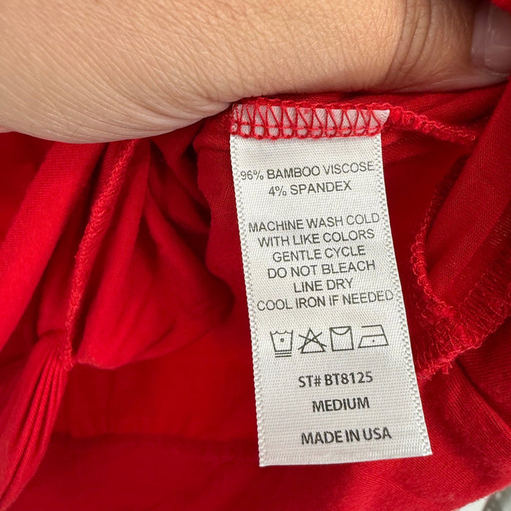 N° 11 Los Angeles Red Twist Front Bamboo Blend Short Sleeve Top