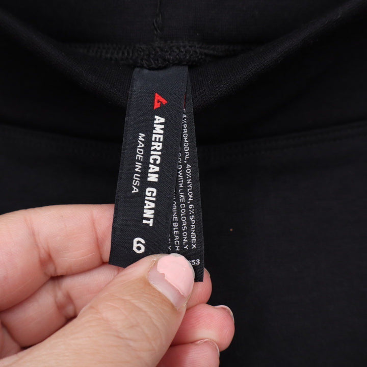 American Giant Black Ponte Slim Pant High Rise Size 6 Made In USA