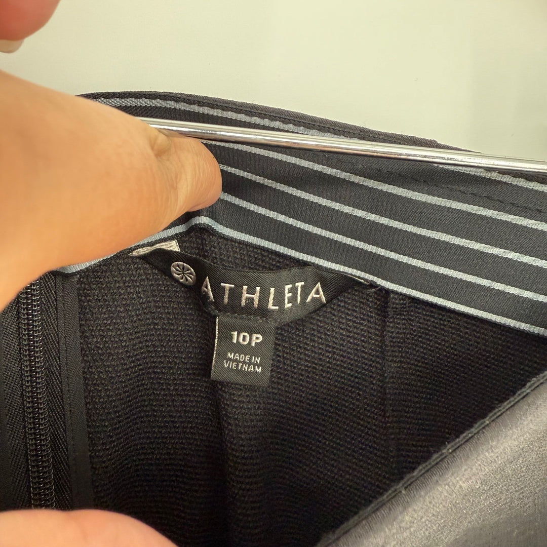 Athleta Black Ponte Knit Slim Leg Ankle Pants Size 10P Career Casual