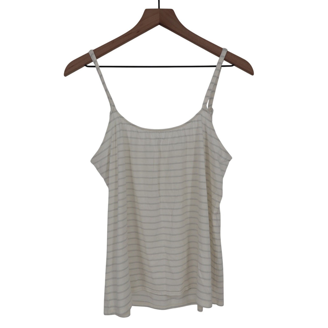 Garnet Hill Striped Tank Top Cream Gray Women's Size Medium