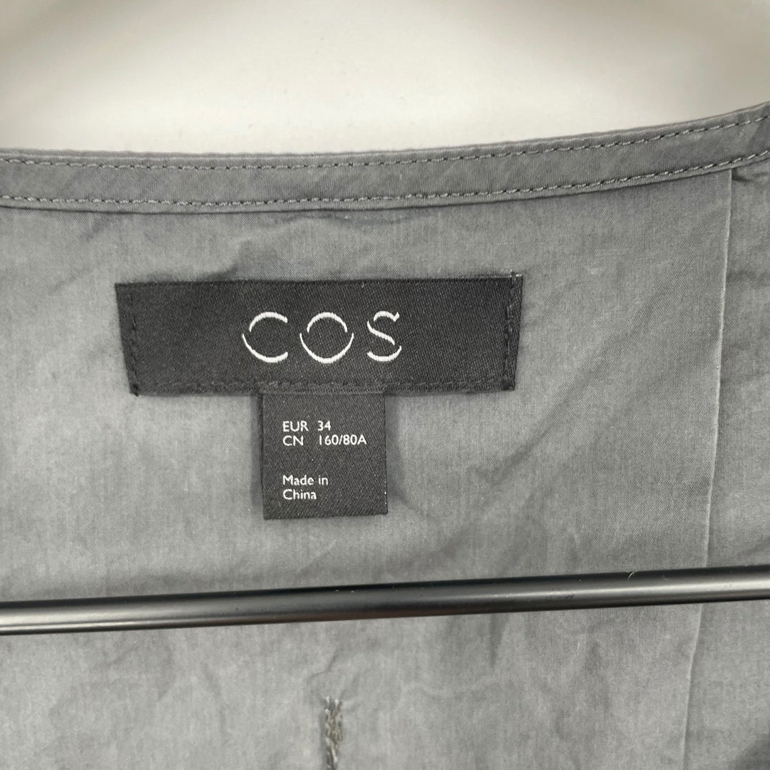 COS Gray Short Sleeve V-Neck Midi Dress Size 34 EUR