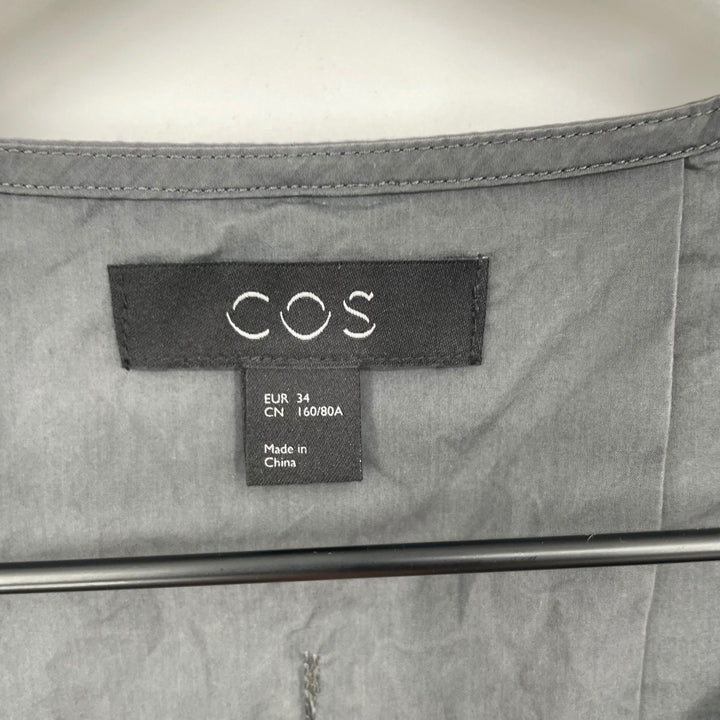 COS Gray Short Sleeve V-Neck Midi Dress Size 34 EUR