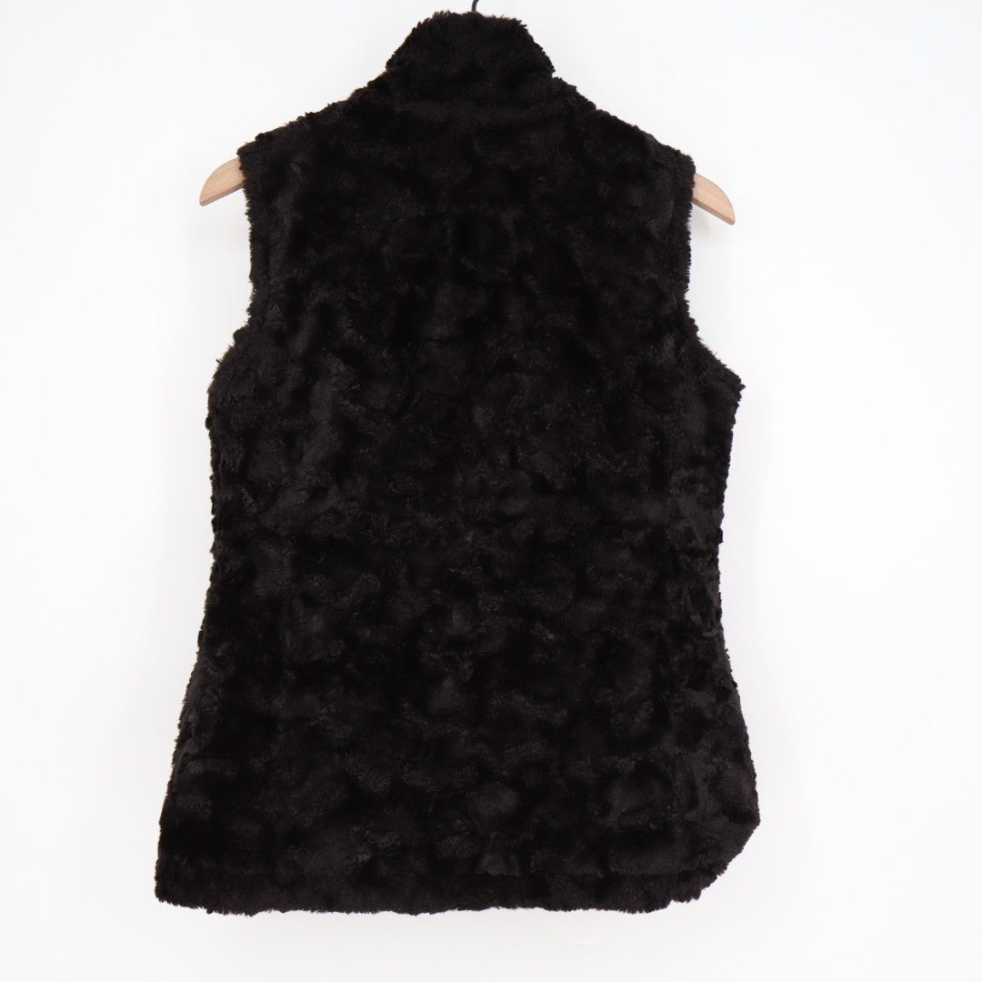 The North Face Womens Fleece Vest Black Logo Embroidered Full Zip Pockets S P