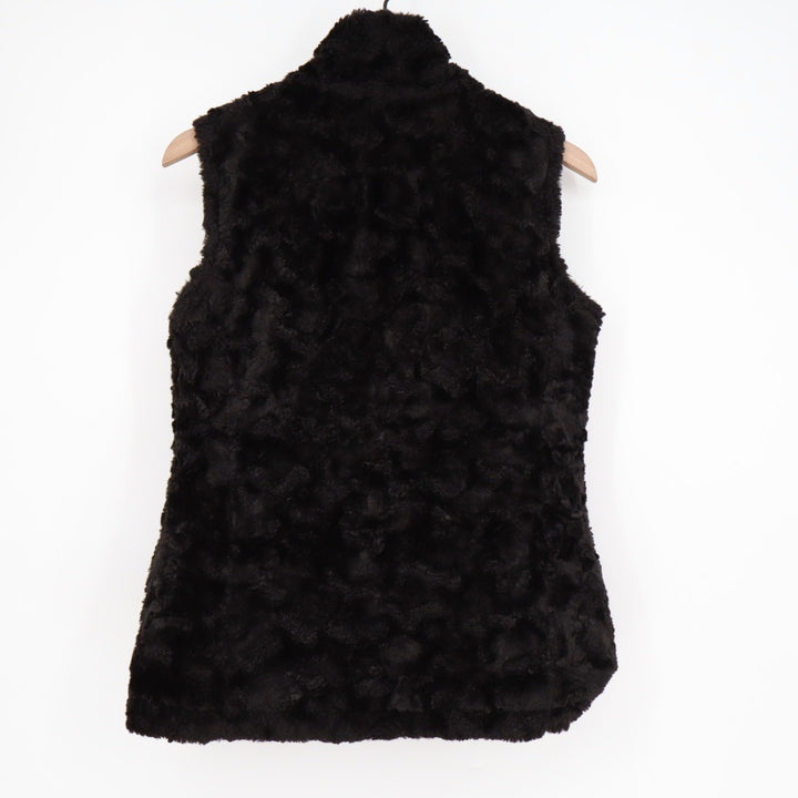 The North Face Womens Fleece Vest Black Logo Embroidered Full Zip Pockets S P